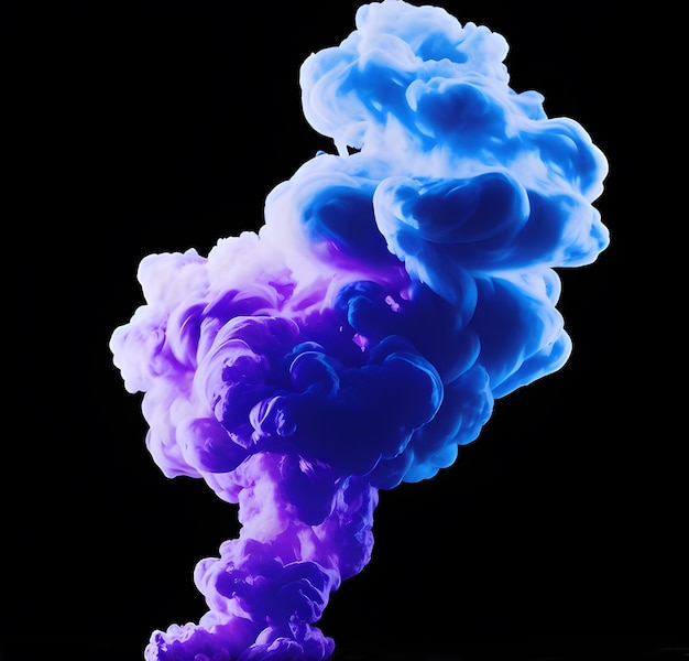 Nube de soplo de humo multicolor azul neón y púrpura ai generativo
