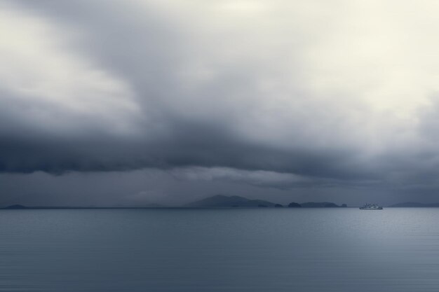 Nube de tormenta dramática sobre el fondo natural de la foto del mar