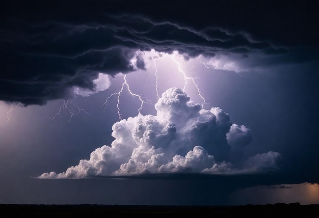 Foto una nube de tormenta con relámpagos y una nube en el cielo