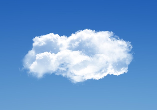 Nube única aislada sobre fondo de cielo azul Foto de nube esponjosa blanca hermosa forma de nube Concepto climático