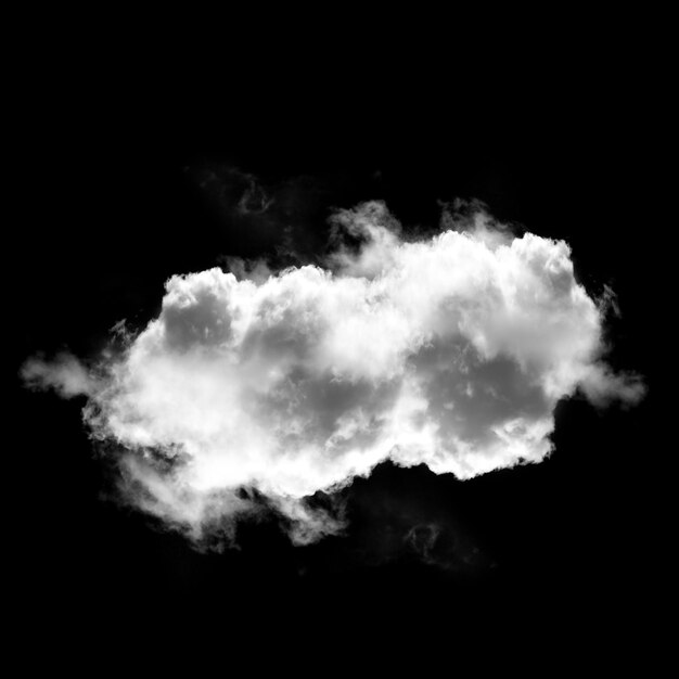 Nube única aislada sobre fondo negro Ilustración 3D