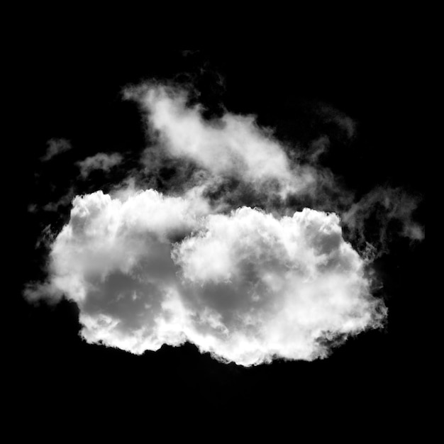 Nube única aislada sobre fondo negro Ilustración 3D