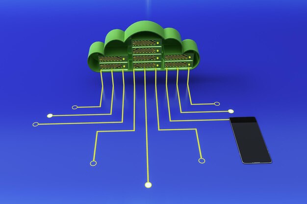 Nube verde con smartphone