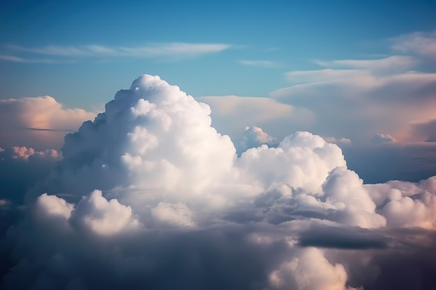 Nubes aéreas del espacio muchas nubes sobre el cielo