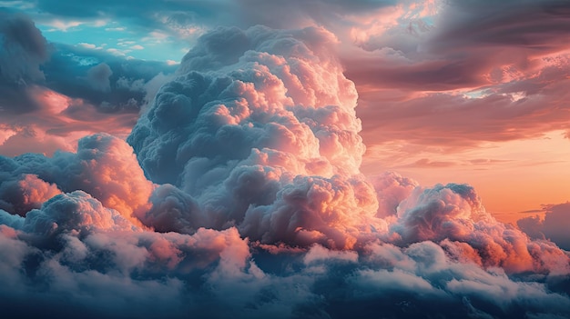 Nubes de algodón de azúcar de ensueño en el cielo