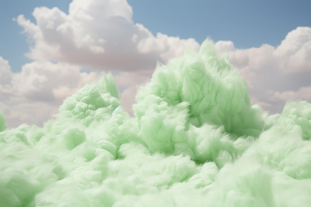 Foto nubes de algodón dulce verde