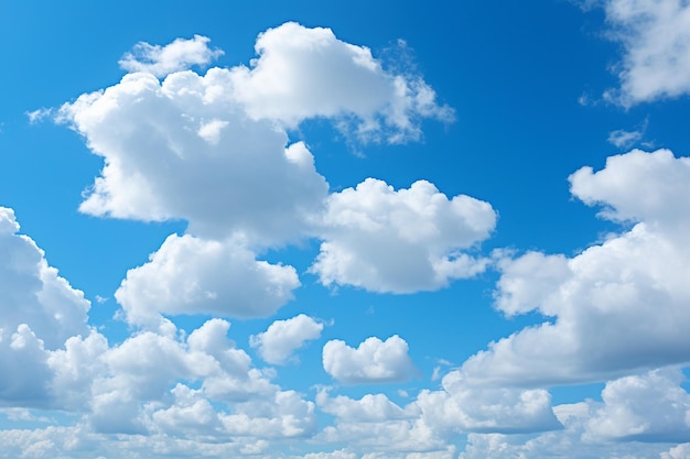 Nubes de algodón salpicando el cielo azul