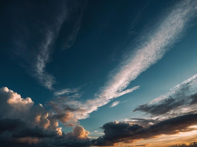 Nubes blancas con el cielo azul en el fondo