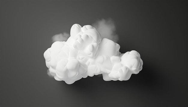 Nubes blancas de dibujos animados en 3D con fondo negro Nubes de dibuyos animados con fondo oscuro Varias nubes blancas