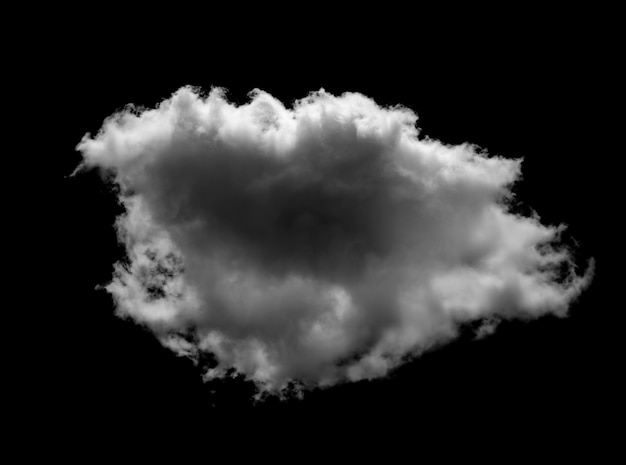 Nubes blancas para el diseño sobre fondo negro de elementos aislados.