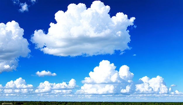 Nubes blancas y esponjosas en el cielo azul