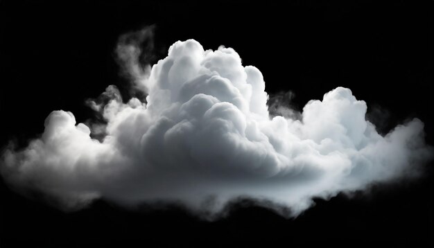 nubes blancas o humo aislado sobre un fondo negro