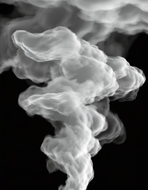 Foto nubes blancas o humo aislado sobre un fondo negro