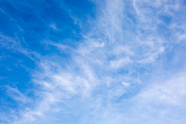 Nubes blancas plumosas en el cielo azul,