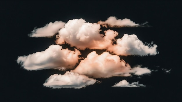 Nubes blancas sobre un fondo negro