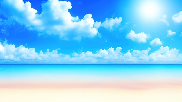 Nubes con cielo azul sobre la playa de mar en calma en una playa tropical