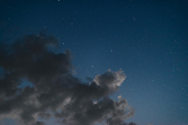 Nubes en el cielo nocturno. Noche estrellada La foto es de mucho tiempo.