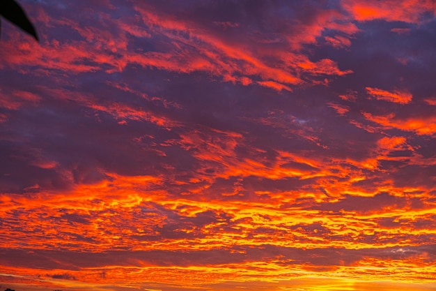 Nubes de cielo de puesta de sol de sangre de fuego rojo