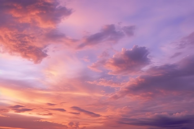 Nubes de color púrpura y amarillo en una imagen de la puesta del sol