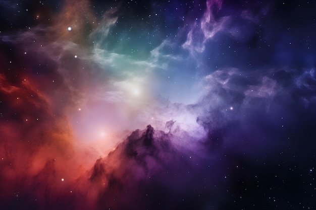 Nubes coloridas y estrellas en el espacio