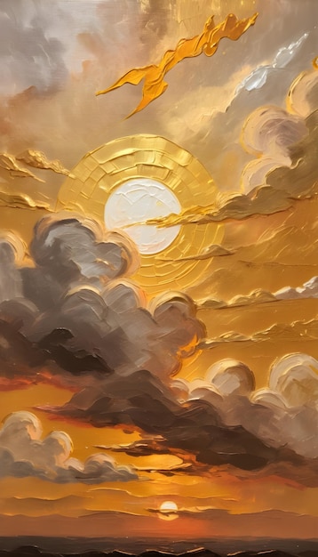 las nubes del crepúsculo del atardecer pintura de Impasto