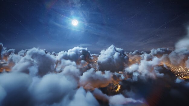 Nubes cumulus iluminadas por la luz del atardecer