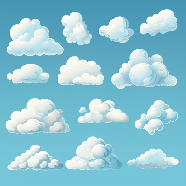 Las nubes de dibujos animados en el cielo azul