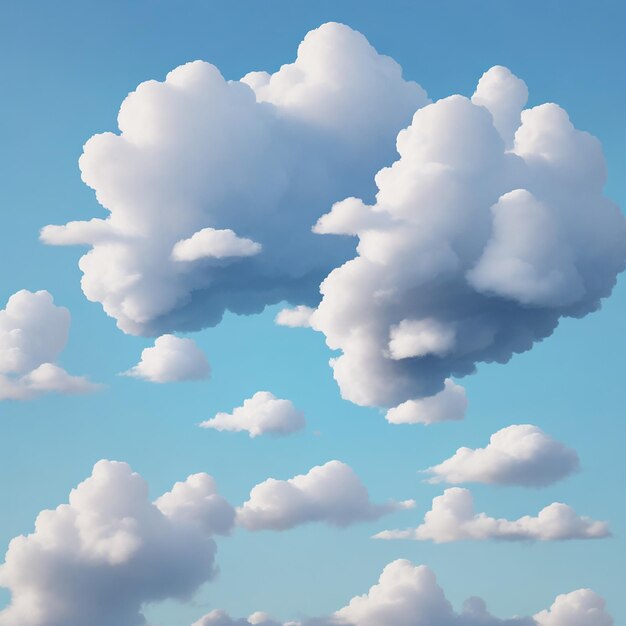 Nubes esponjosas blancas en el fondo del cielo azul de las nubes