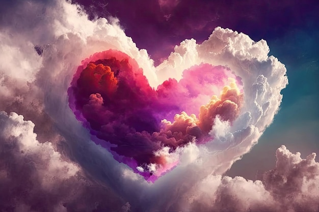 Nubes en forma de corazón de amor