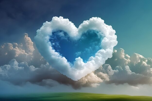 Foto nubes en forma de corazón en el cielo azul