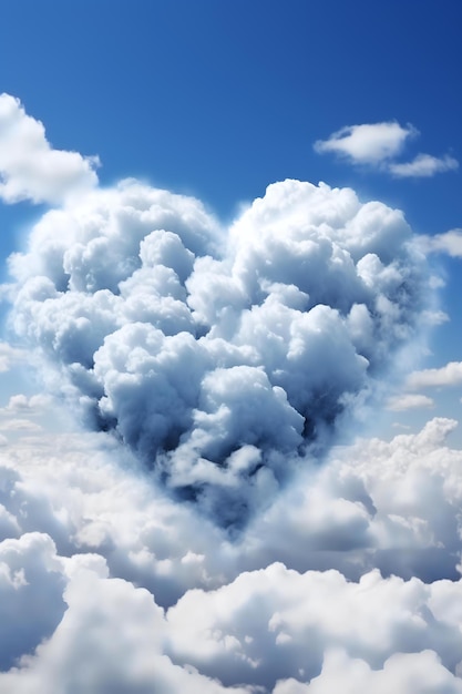 Nubes en forma de corazón en el cielo.