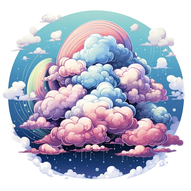 Foto nubes con ilustración de arco iris