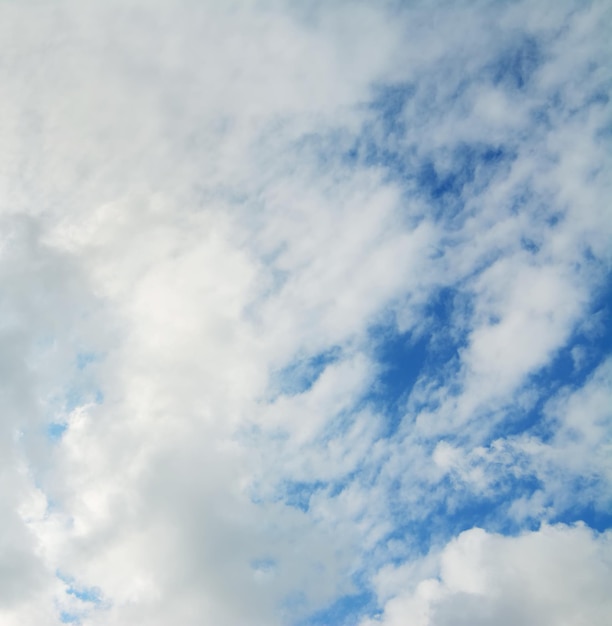 Nubes mullidas blancas en el cielo azul