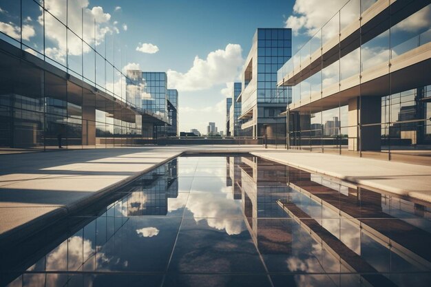 Foto las nubes se reflejan en ese rascacielos