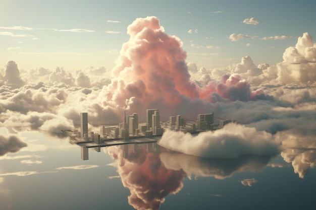 Foto las nubes se reflejan en ese rascacielos