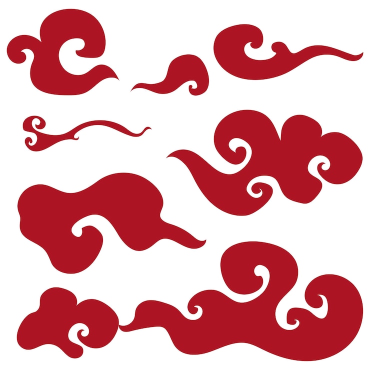 Foto nubes rojas chinas juego de pegatinas de diario de dibujos animados png