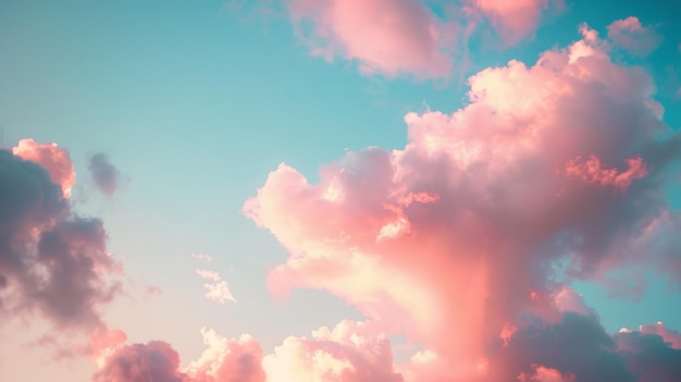 Nubes rosadas sobre el cielo azul al atardecer