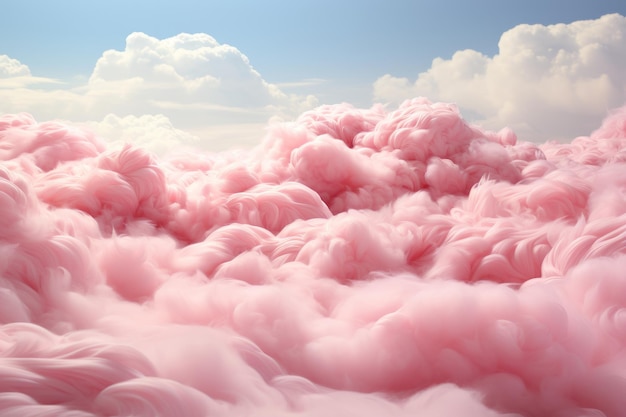 Nubes rosadas sobre el cielo azul