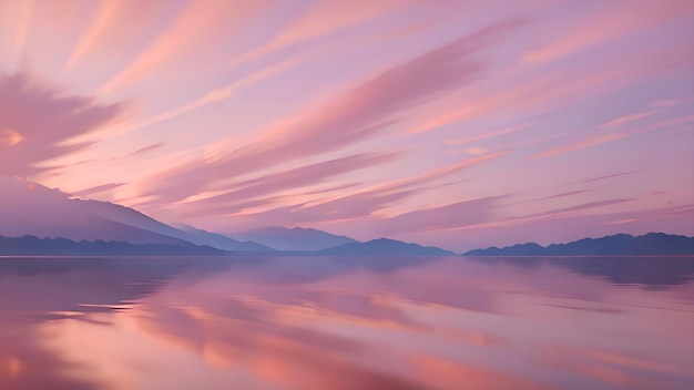 Nubes rosadas sobre el lago