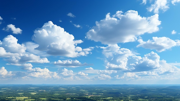 Foto nubes sobre un campo verde y el cielo