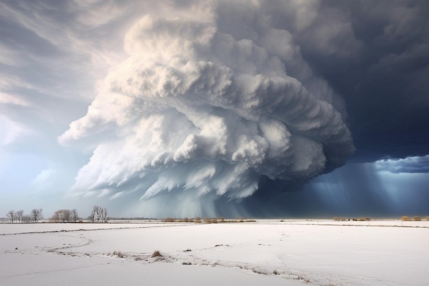 Nubes de tormenta se agrupan sobre un campo de flores silvestres