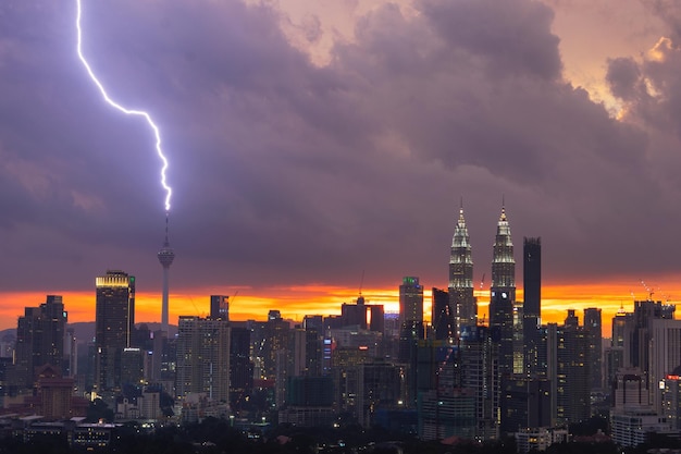Nubes de tormenta sobre los edificios de la ciudad