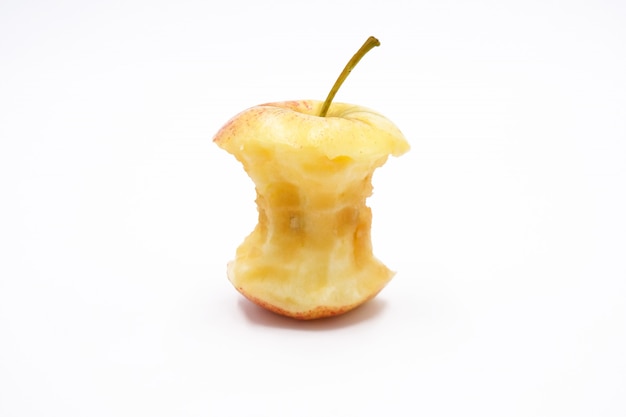 Núcleo de manzana comido