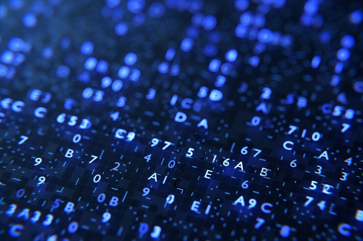 Foto núcleo de la red forma cuántica de hardware fondo de tecnología abstracta números flotantes fondo hud matriz de partículas rejilla realidad virtual 3d render