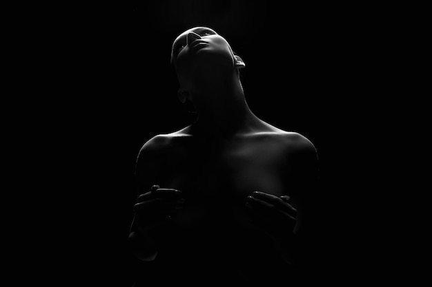 Nude Woman Silhouette im Dunkeln Beautiful Naked Body Girl