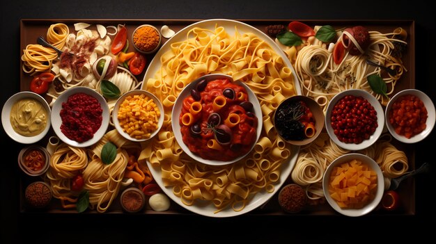 Nudeln wie Spaghetti Penne und Ravioli