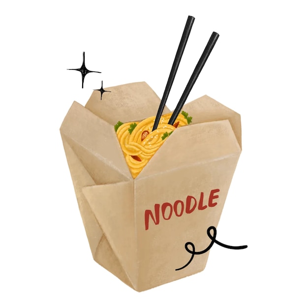 Nudillas chinas para llevar pegatina de comida png fondo transparente