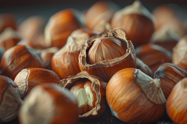 Nueces de avellana agrietadas