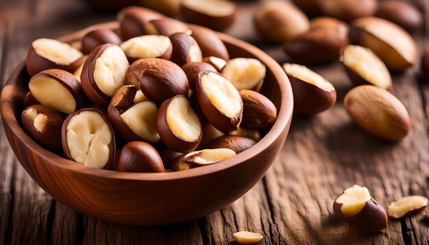 Nueces de Brasil en un cuenco de madera