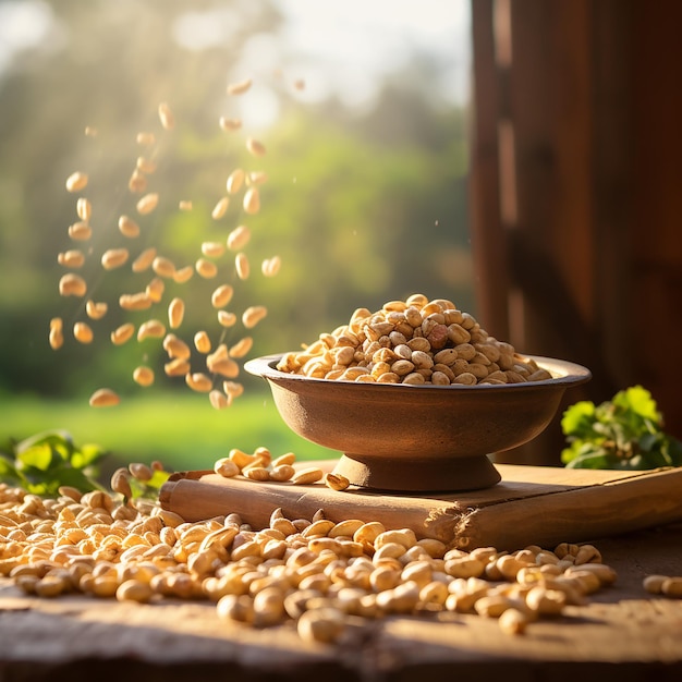 Nueces que caen desde pequeña altura